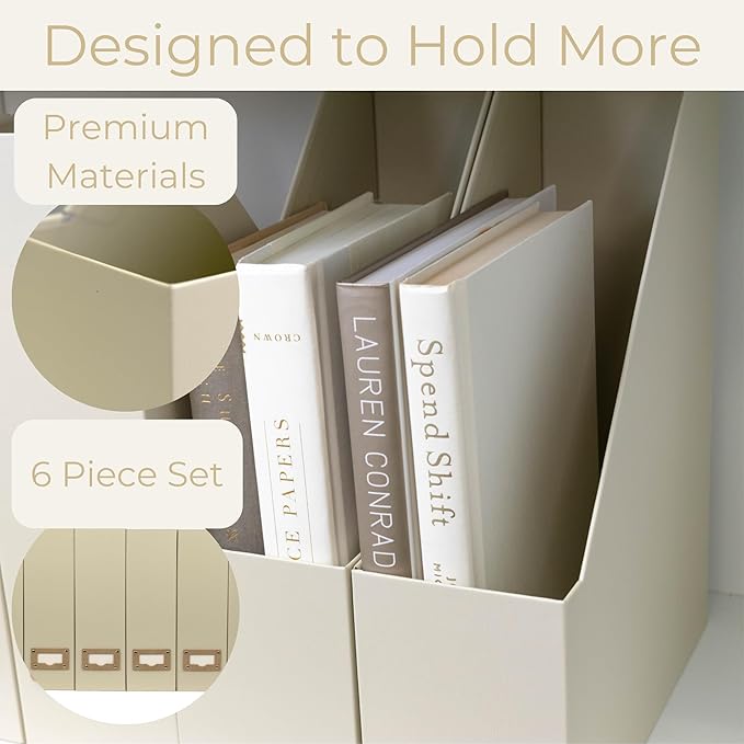 BLU MONACO | Cardboard Magazine File Holder Set of 6 | Vertical Magazine File - Image 5