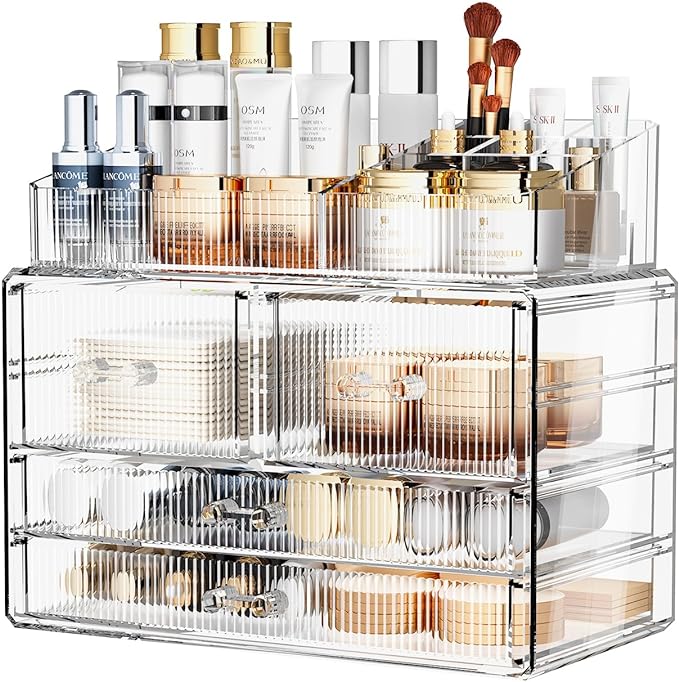 ZHIAI Stackable Storage Drawers, Acrylic Bathroom Counter Organizer Clear by ZHIAI