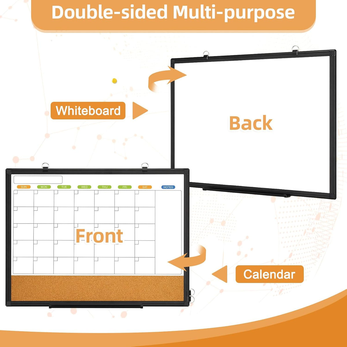 Calendar Whiteboard for Wall, 24" x 18" Dry Erase Month White Board...