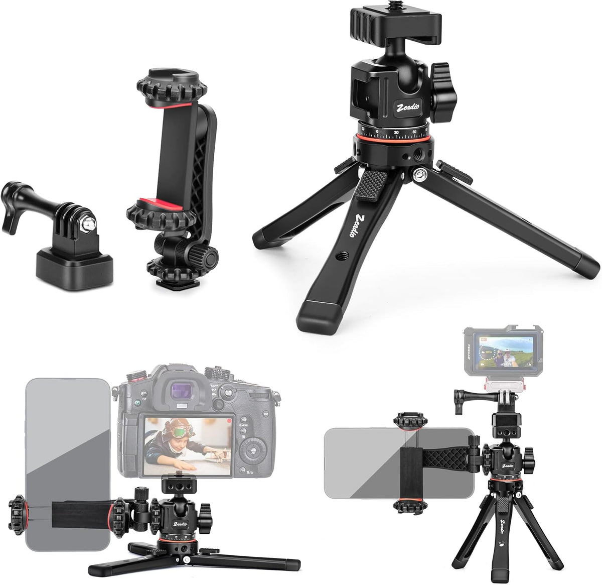 Zeadio Heavy Metal Tripod Kit: 1/4" Screw Adapter Tripod Mount