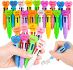 LiYiQ 25 Pcs Valentine's Day Conversation Multicolor Pen in One Cartoon Cute Fun 4-in-1 Pens Bulk Kawaii Be Mine Kiss Me Love Conversation Lovely Ballpoint Pens for Fun Gifts