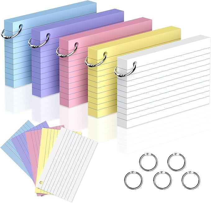 250 Count Colored 3 x 5 Inch Index Cards by Unknown