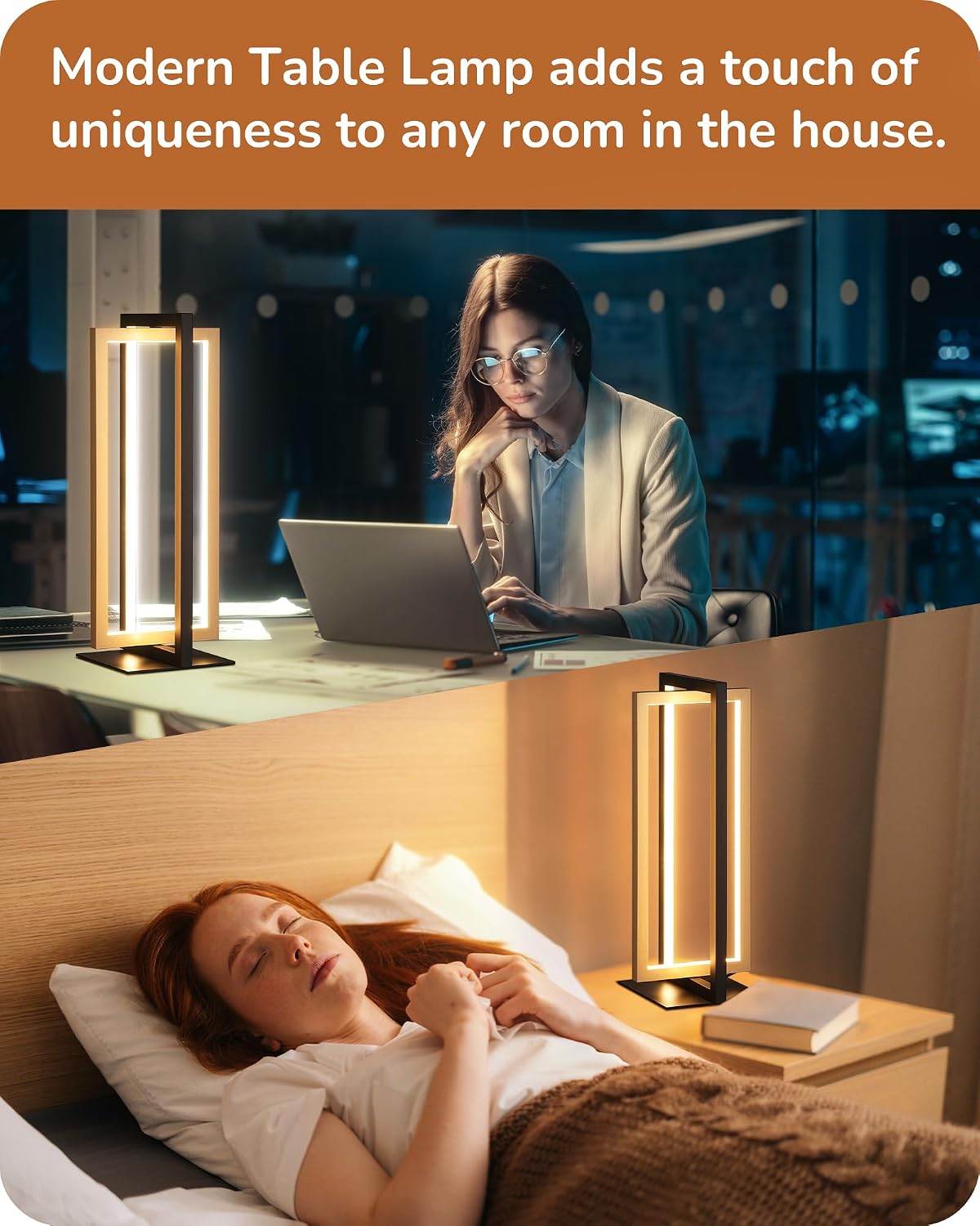 EDISHINE LED Table Lamp Set of 2, Modern Dimmable Nightstand Lamps, Gold