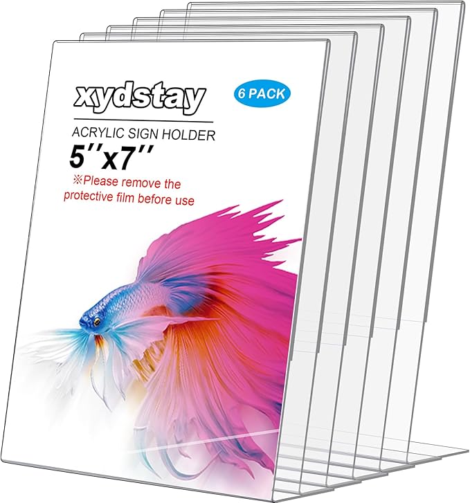 xydstay 6pack Acrylic Sign Holder 5x7 by xydled