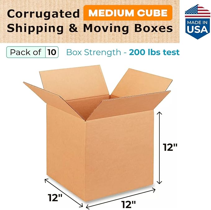 IDL Packaging - B-121212-10 Medium Corrugated Moving Boxes 12"L x 12”W x 12"H - - Image 2