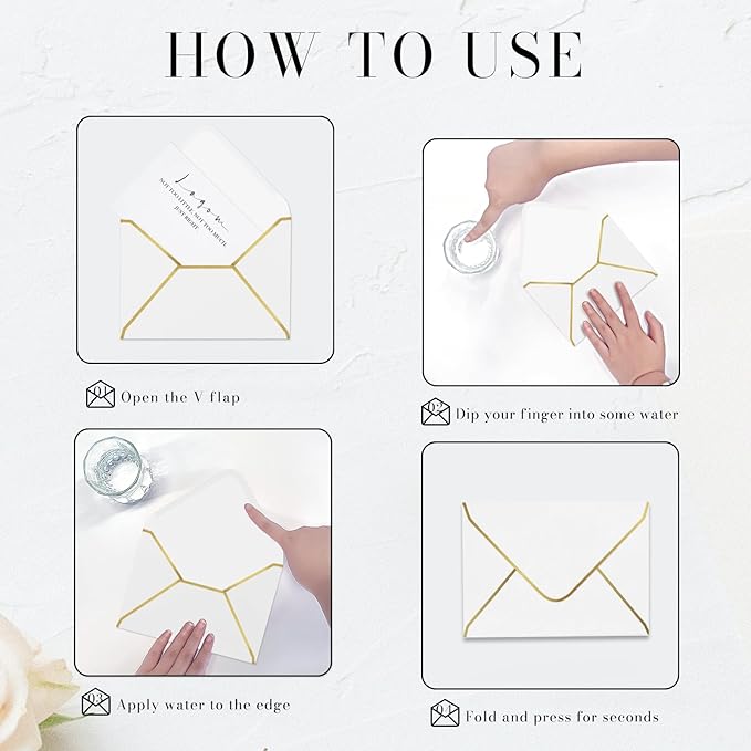 A7 White Envelopes 50 Pcs, Goefun 5x7 V-Flap Fancy Envelopes - Image 3