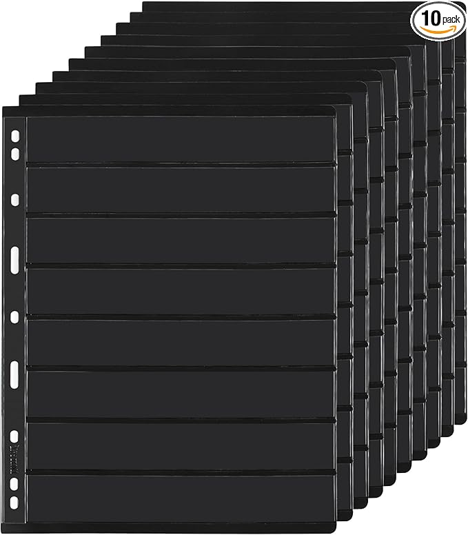 10 Sheets 20 Pages Postage Stamp Album Pages, 8 Pockets 7.7X 1.18in Stamp by UnclePaul