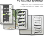 4NM No Assembly 5 Tiers Folding Bookshelf Storage Shelves Vintage Bookcase - Image 6