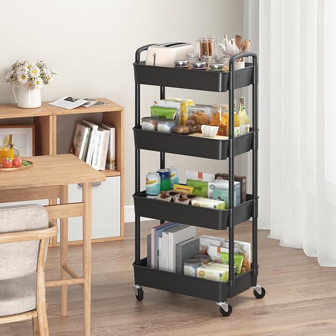 Sywhitta 4-Tier Plastic Rolling Utility Cart - Image 3