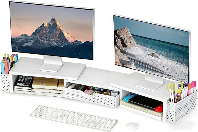 Spacrea Metal Desk Organizers and Accessories, Dual Monitor Stand Riser by Spacrea