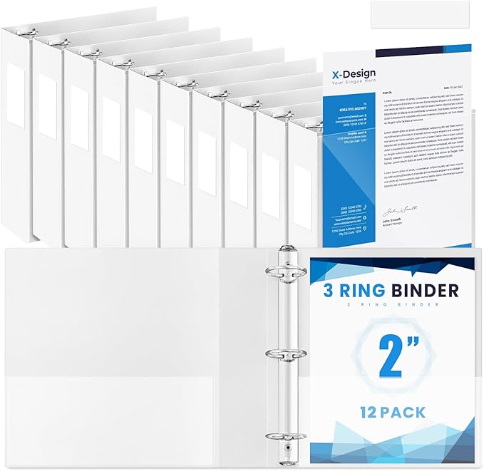 Henoyso 12 Pcs 3 Ring 2 Inch Binders Fits 8.5 x 11 Inch Letter Size Paper by Henoyso