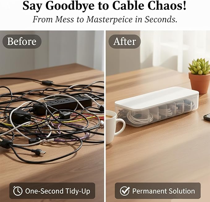 Cord Organizer Box with Lid, 7 Compartment Cable Management with 7 Wire Ties - Image 6