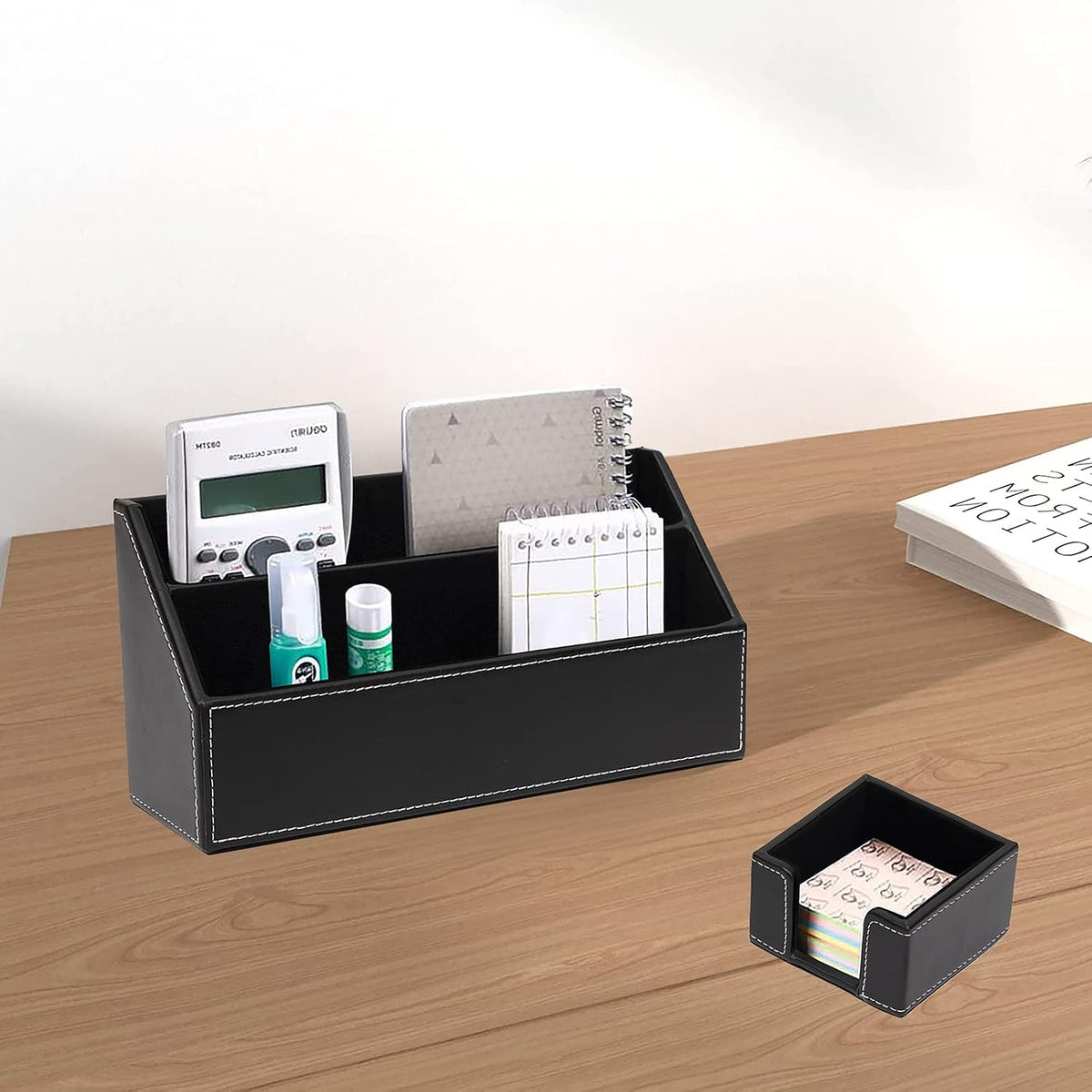 6 piece office supplies/desk organizer set with desktop, side view