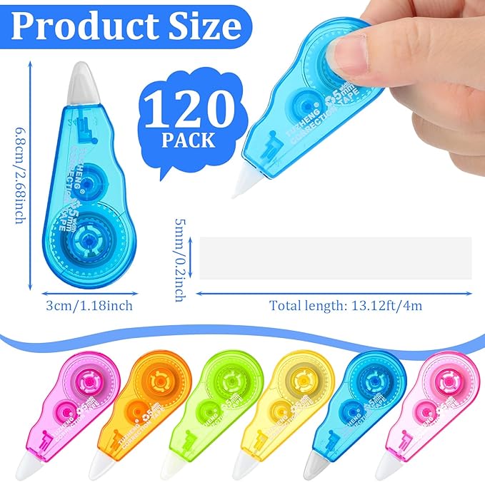 Chivao 120 Pack Mini Correction Tape Bulk Ink Corrector Eraser Tape Set 13.12 - Image 2