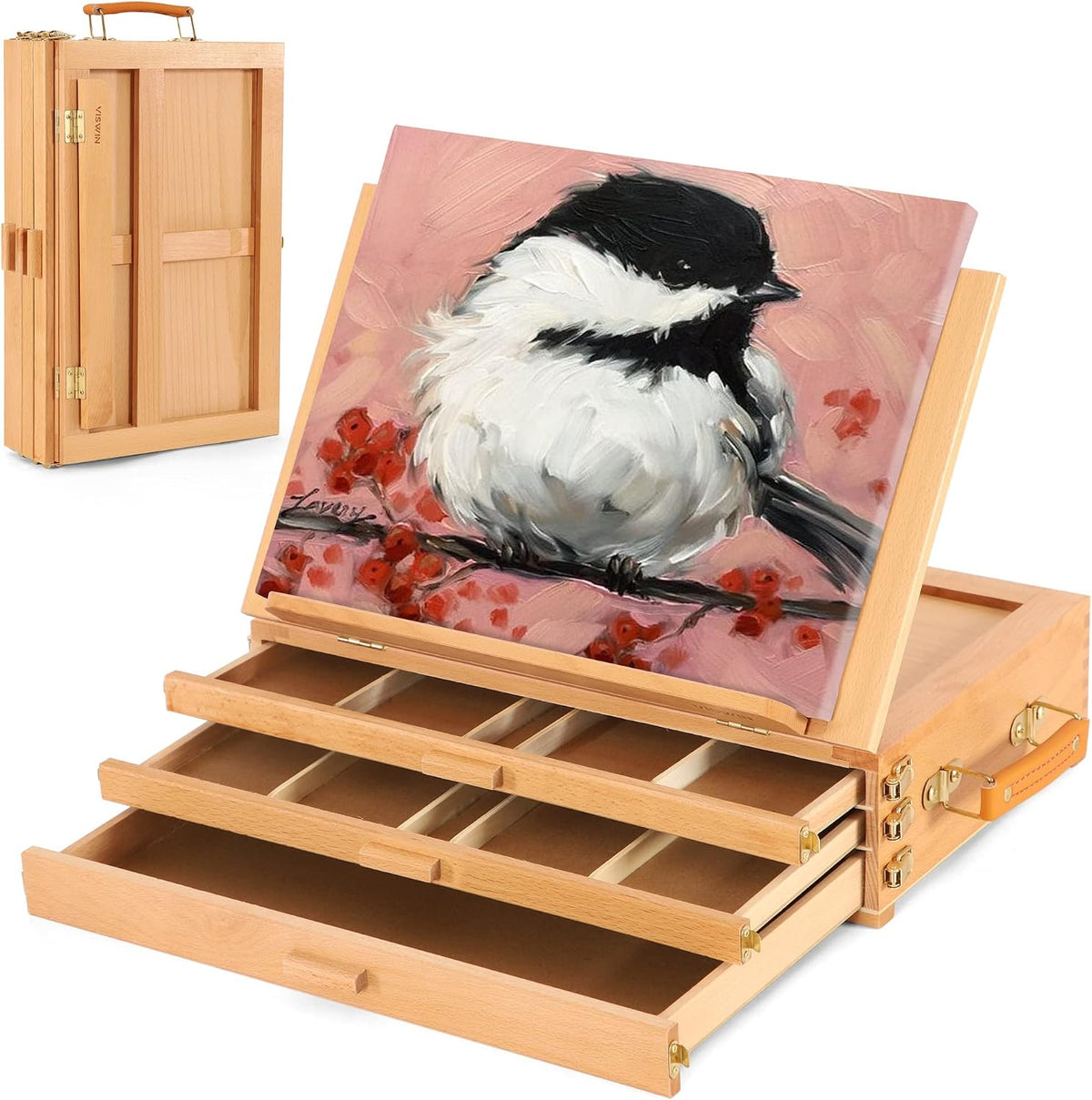 viswin large tabletop easel with 3 storage drawers, main product view