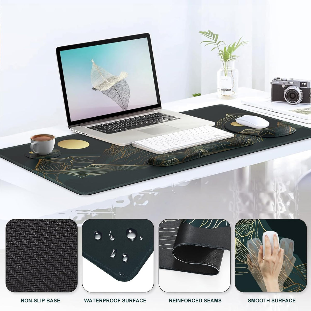 iCasso Large Mouse Pad, 4in1 XXL Mousepad + Keyboard Wrist Rest+Mouse Wrist R...