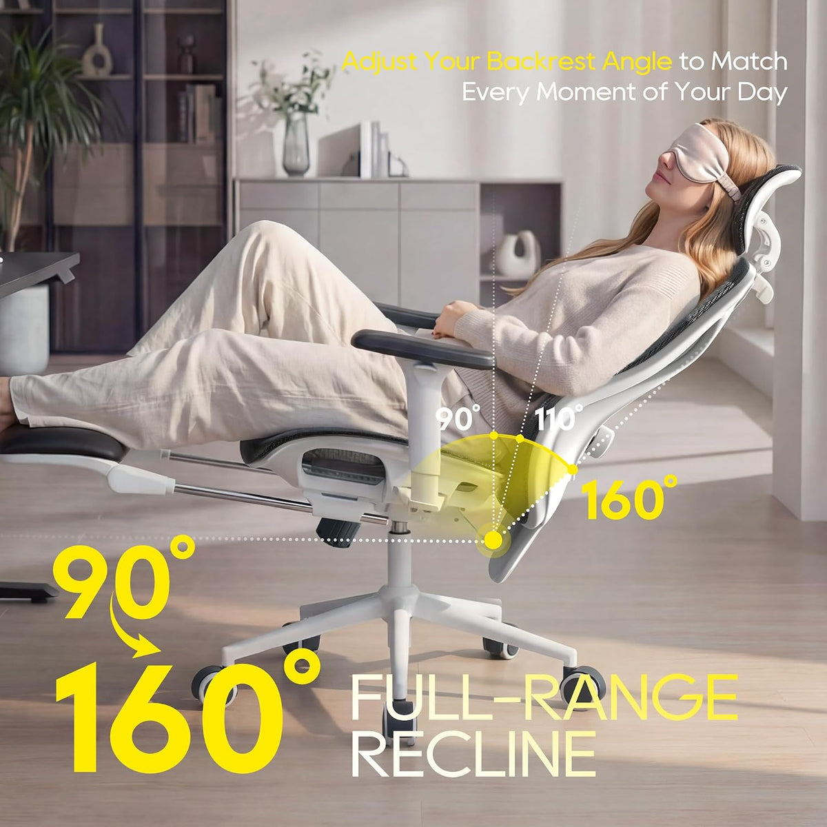 CYKOV Ergonomic Office Chair with Footrest - Adjustable Lumbar Support & ...