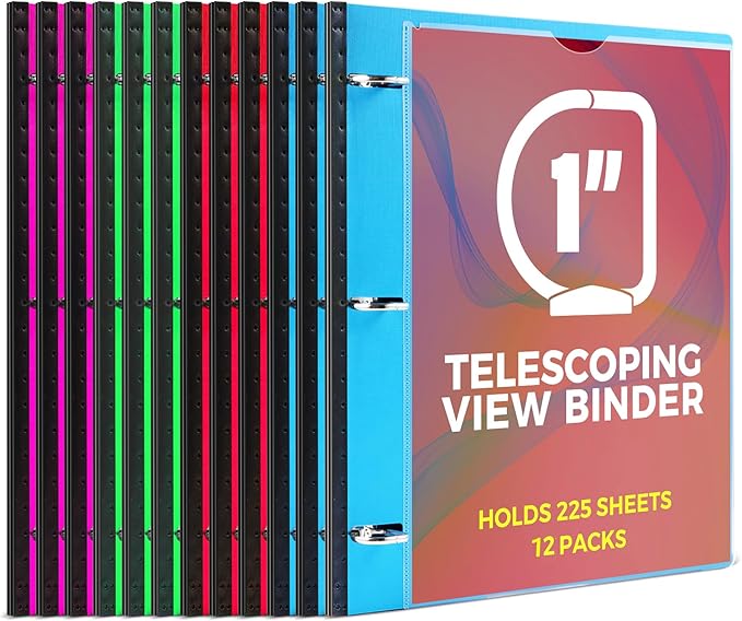 MAKHISTORY 1 Inch Telescoping 3 Ring Binder-12PCS, Flexible Binder by MAKHISTORY
