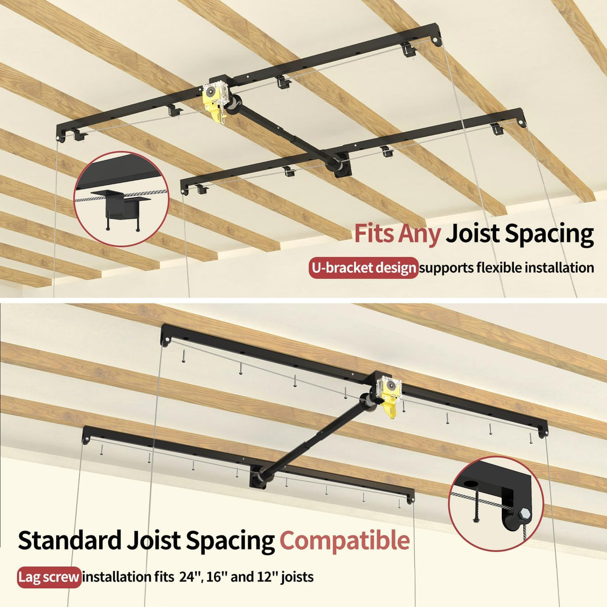 garage ceiling storage racks – 4x8 ft overhead, side view