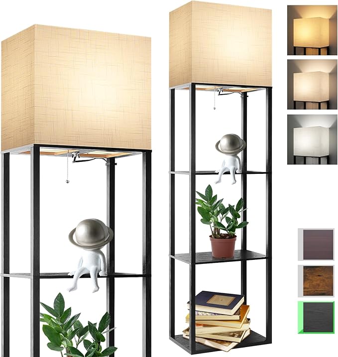 RUNTOP Plus Floor Lamp with Shelves, Shelf Lamp with 15W LED Bulb, 3 Colors by RUNTOP