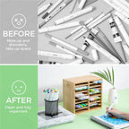 ohuhu bamboo marker organizer, wooden desktop storage holds on a desk or shelf