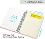 MEEDEN 9"x12" Sketchbook Paper Pad: 122lb/180gsm Spiral Bound Art Sketch Book - Image 2
