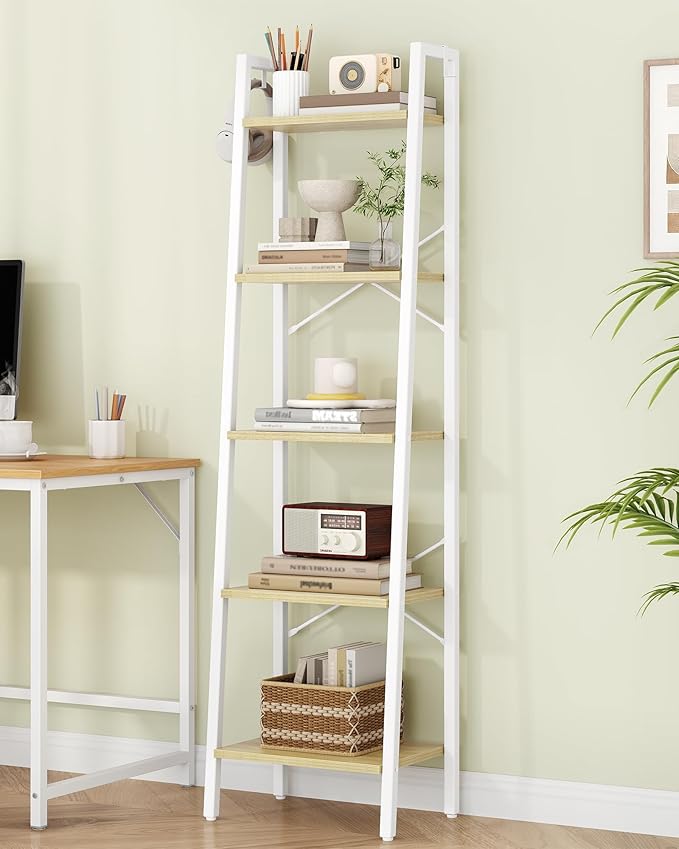 Hzuaneri Ladder Shelf, Bookshelf Bookcase, Freestanding Corner Storage Shelve - Image 3