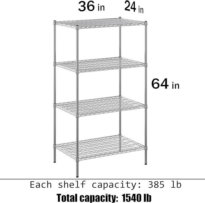 Regal Altair 24" Deep x 36" Wide x 64" Height Wire Shelving Kit | 4-Tier | NSF - Image 3