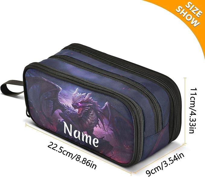 BOENLE Custom Dragon Purple Pencil Case Box Boys Girls Personalized Name Large - Image 4