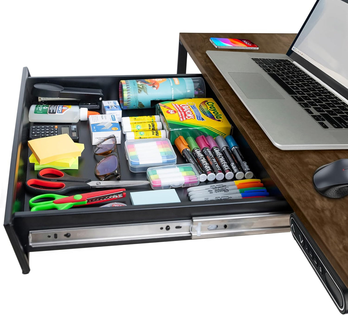 Large 23.6 Inch Under Desk Drawer Slide Out, Pencil Drawer, Undermount Desk D...