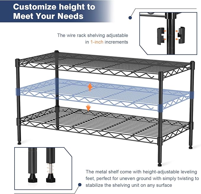 VANZBON 2-Tier Wire Shelving Unit, Wire Shelves Rack - Image 7