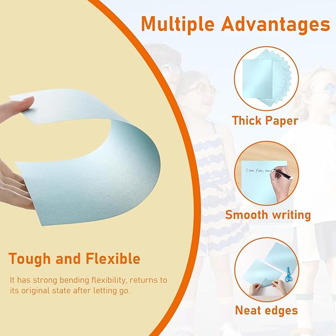 100 Sheets Light Blue Shimmer Cardstock 8.5 x 11 Craft Paper, 92lb Heavyweight - Image 3