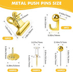 GOOLADA 315Pcs 5 Style Gold Push Pins, Decorative Push Pins, Cute Pushpin Clip - Image 2