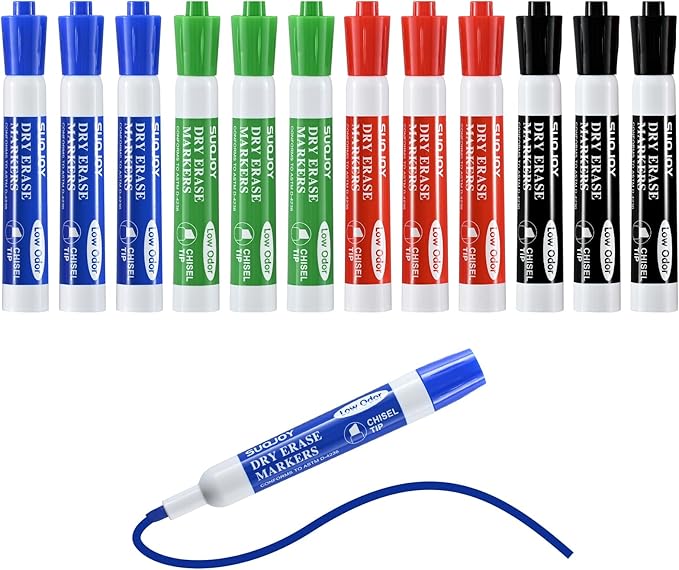 SUQJOY Dry Erase Markers, Chisel Tip Whiteboard Marker, Low Odor Thick Dry by SUQJOYOFFICE