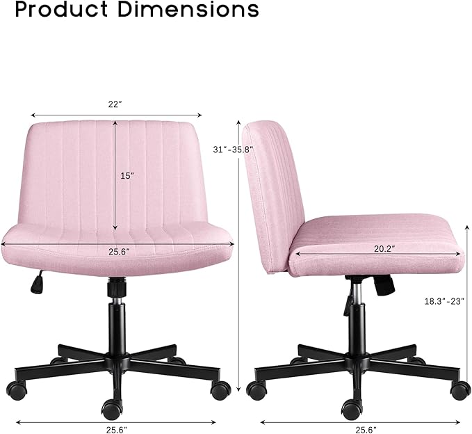 PUKAMI Criss Cross Chair with Wheels, Fabric Padded Armless Cross Legged Office - Image 2