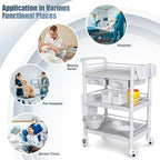 Mobile Medical Carts 3 Tier Professional Utility Cart 330 LBS Max Load Rolling - Image 9