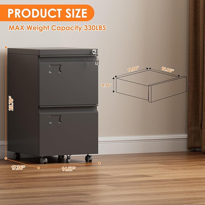 SUXXAN 2 Drawer File Cabinet - Image 3