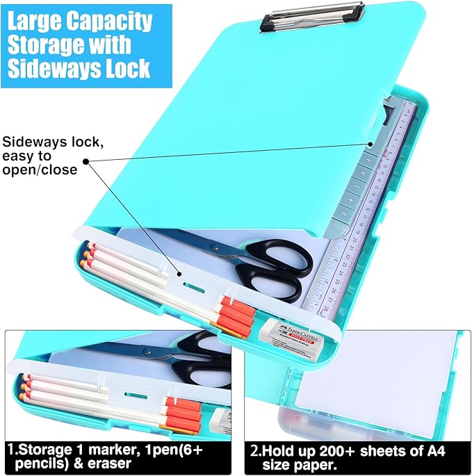 Plastic Clipboard with Storage, TFDLCG zm Clip Boards 8.5x11 with Pen Holder - Image 3
