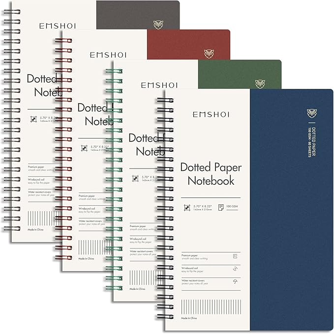 EMSHOI Dotted Journal Spiral Notebook 5.7" x 8.22" by EMSHOI