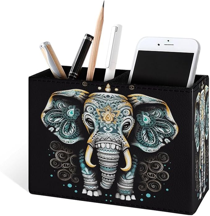 Famame Vintage Lotus Ethnic Elephant Pencil Holder - Image 2