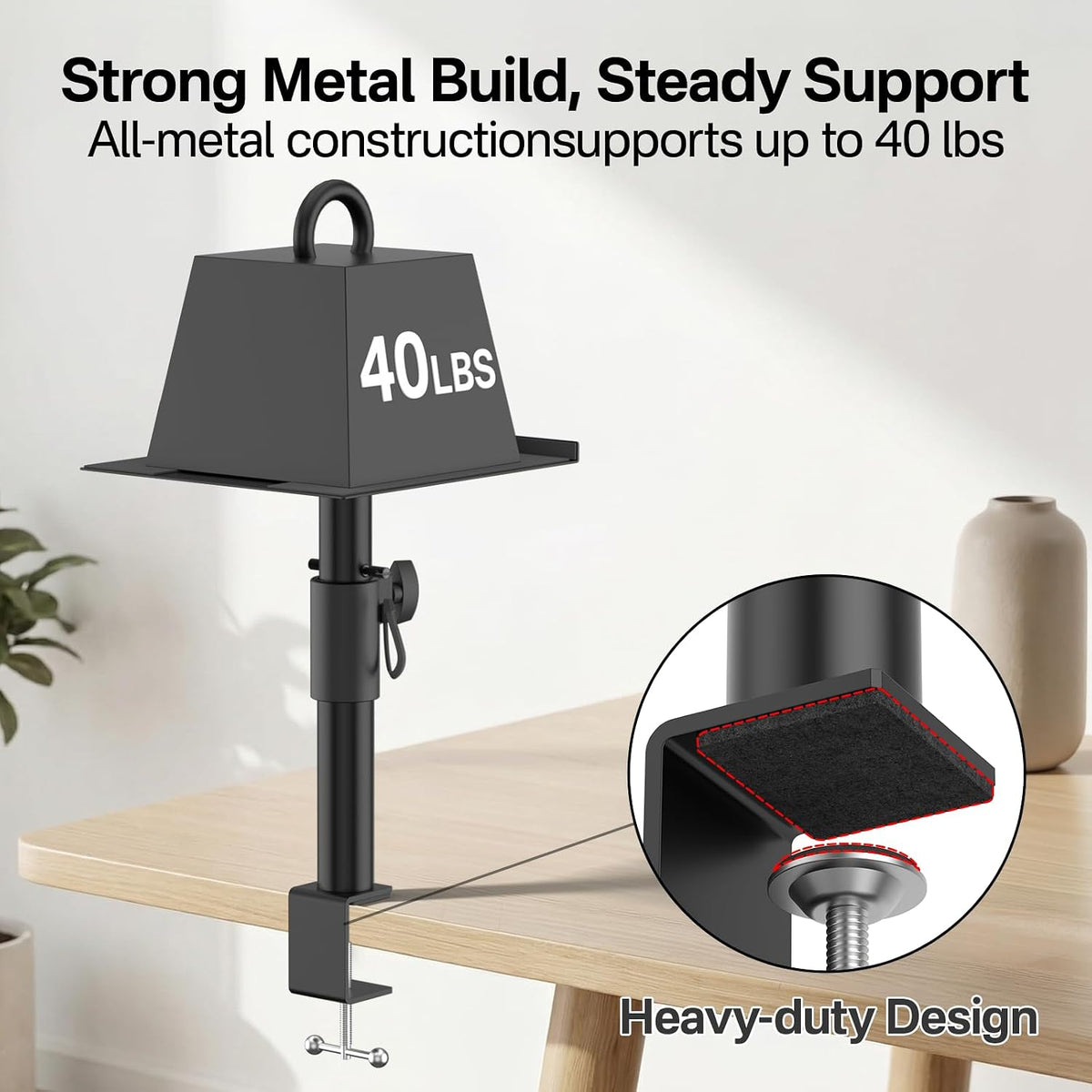 Clamp-On Desktop Speaker Stand Pair, Heavy-Duty 9.3" x 8.9 Plate for Edi...