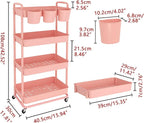 JIUYOTREE 4-Tier Plastic Rolling Storage Cart Utility Cart - Image 2