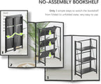 4NM No Assembly Folding Bookshelf Storage Shelves 3 Tiers Vintage Bookcase - Image 5