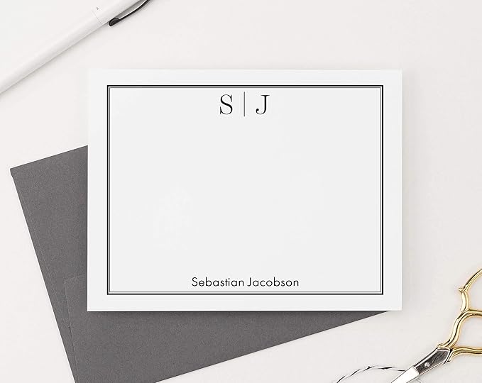 Classic Personalized Two Letter Stationary Monogram Stationary Set - Image 4
