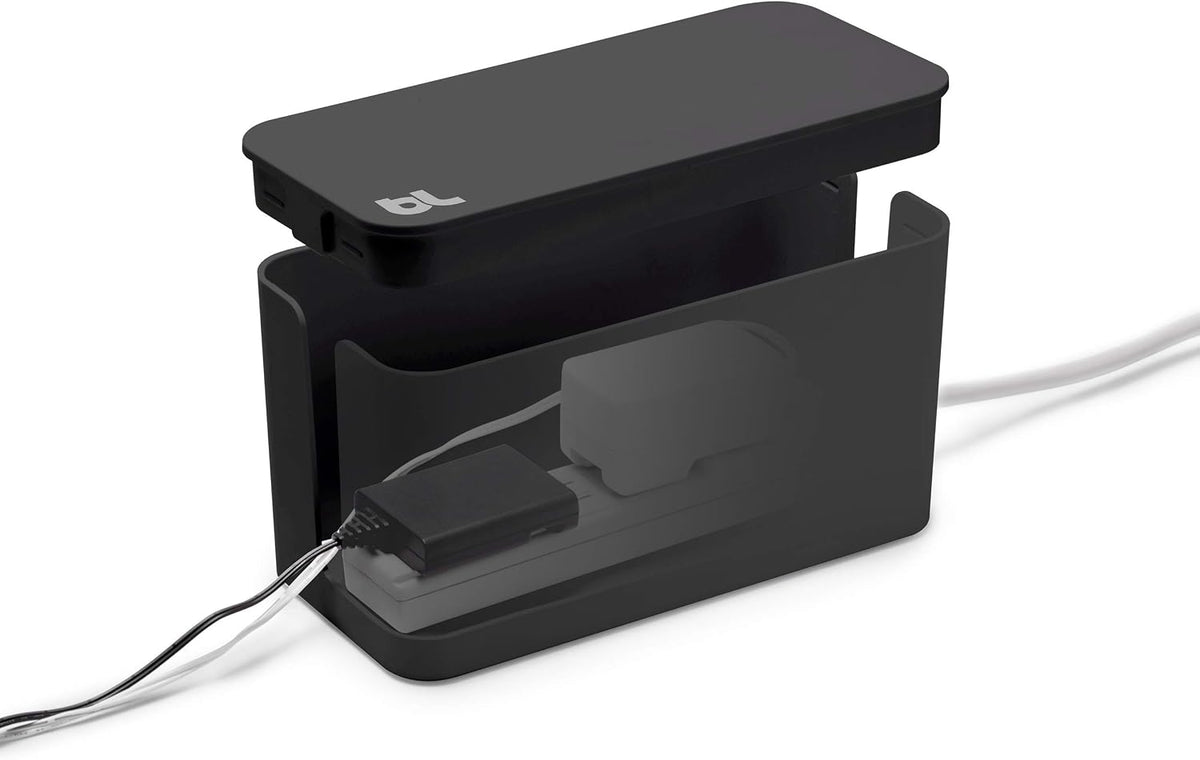 Bluelounge CableBox Mini Cable Management with Small Surge Protector, Black (...