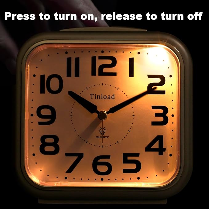 Tinload 5.5" Large Analog Alarm Clock Silent Non Ticking, Gentle Wake, Beep - Image 7