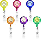 6Pcs Cute Badge Reel Set – Happy Face Retractable Badge Holder by Eunoir
