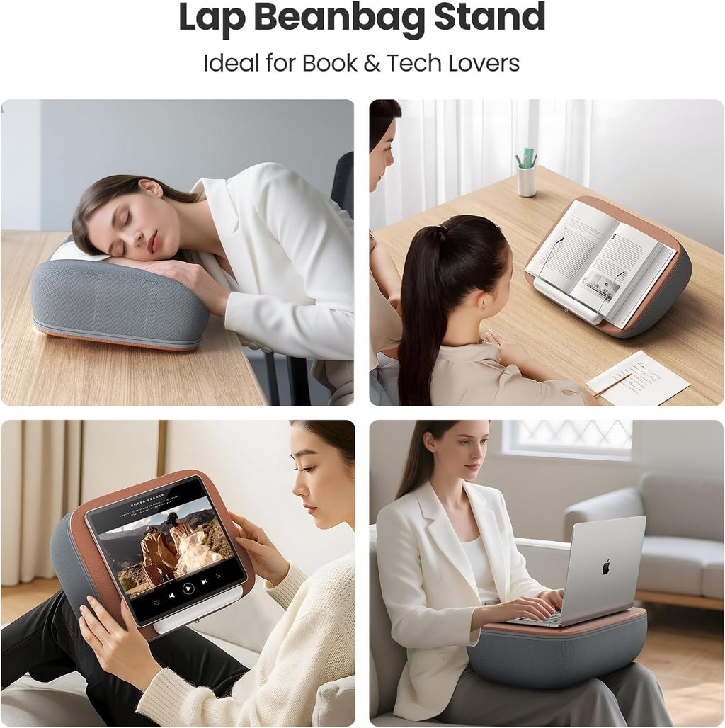 Tounee Book Holder Stand - Ultra Soft Lap Beanbag Pillow for Books, Tablets, iPads & Kindle - Hands-Free Reading & Viewing in Bed/Couch - Reduces Neck Strain - Perfect for Book & E-Readers Lovers