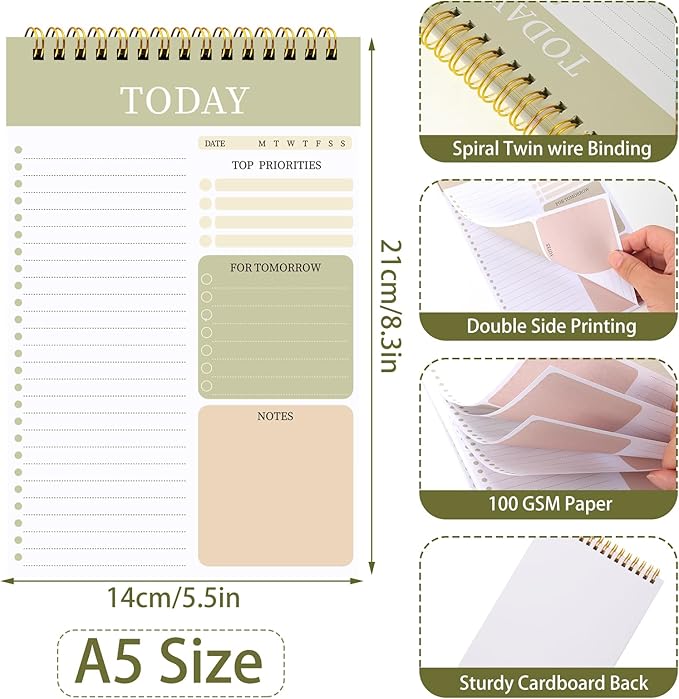 Thboxes 2 Packs To Do List Notepad, Total 208 Pages To Do List Notebook A5 - Image 2