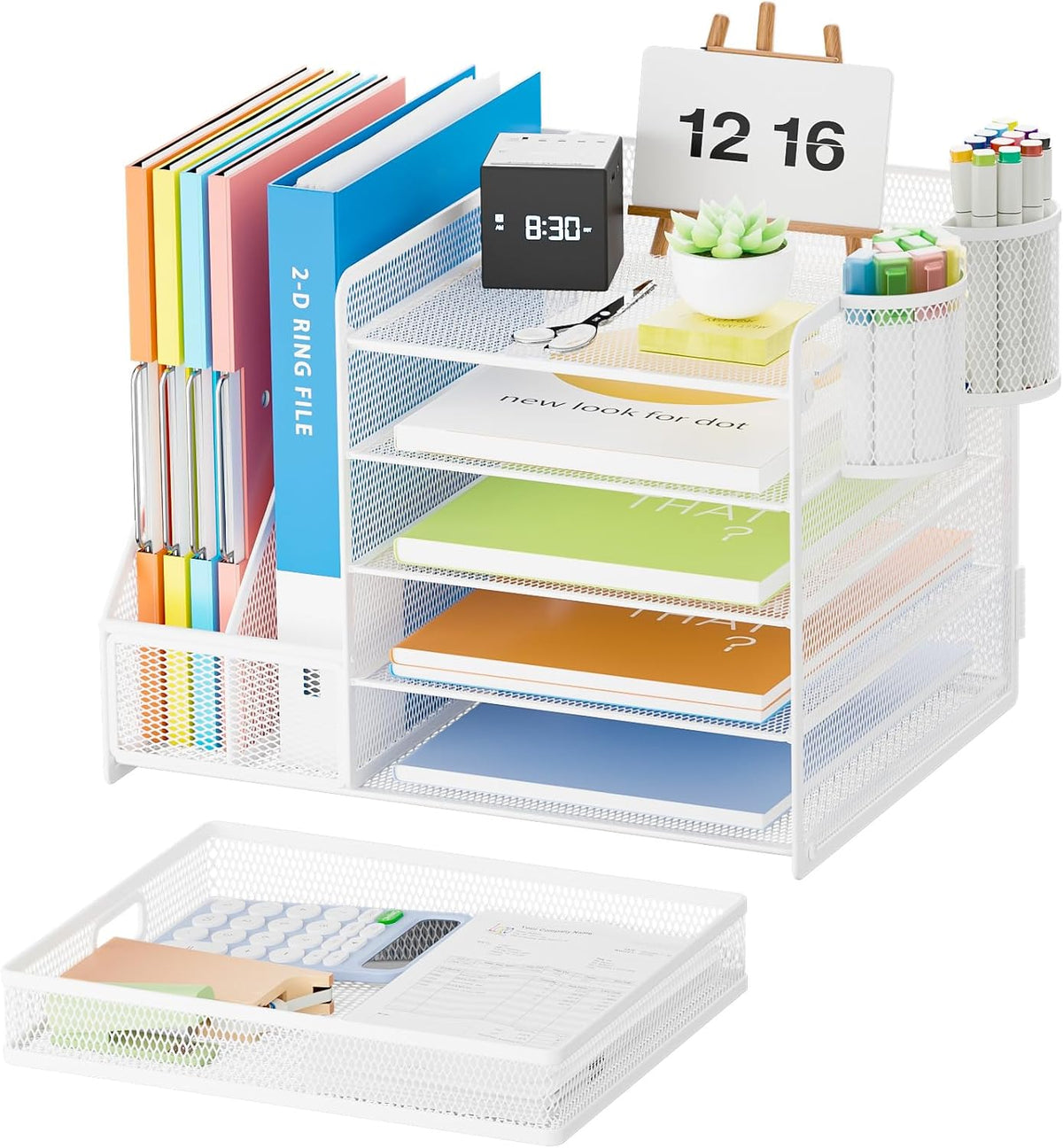 Lavatino Desk Organizer with File Holder, 5-Tier Paper Letter Tray Organizer ...